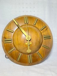 Seth Thomas MCM Art Deco Atomic Age Wood Electric Wall Clock