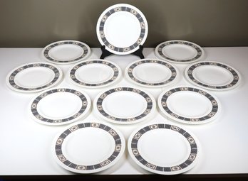 Set Of (10) Wedgwood Asia Black Salad Plates