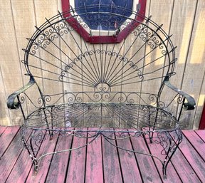 Vintage Salterini Style Wrought Iron Peacock Bench