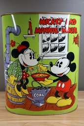 Vintage Cheinco Mickey And Minnie Mouse Metal Tin Waste Basket Garbage Pale