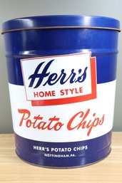 Herr's Potato Chips Retro Tin Blue And White