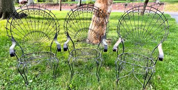 Three John Salterini Style Wrought Iron Peacock Chairs