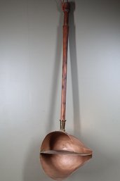 Ancient French Hammered Copper Patisserie Confectionery Pan With Long / Narrow Pouring Spout And With Central