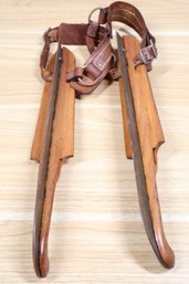 Pair Of Wooden Antique Wooden/Metal STAAL Blade Ice Skates