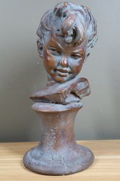 Ceramic Bust Of Boy Signed