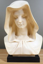 Alabaster Hooded Madonna Virgin Mary Bust