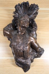 Native American Eagle Headdress Bronze Sculpture