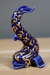 Lenox Treasury Collection Dark Blue Dolphin Figurine With Gold Accents