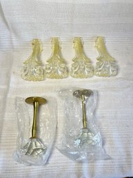 Vintage 1930s Carved Lucite Curtain Tie Backs & Glass Knob Tie Backs