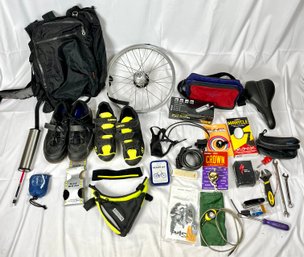 Huge Bicycle Gear Accessory Lot Shimano & Giro Clip In Shoes Mens