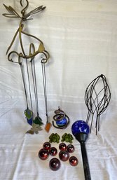 Lot Vintage Metal, Ceramic, Glass Garden Decor