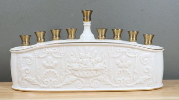 Lenox Embossed Ivory Porcelain Menorah Judaic Hanukkah Giftware