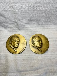 (2) David Sarnoff 50th Anniversary Medals Medallions