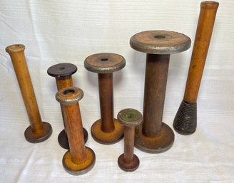 Lot Primitive Antique Wooden Industrial Spools Beehive Large