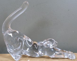 Lenox Fine Crystal Glass Cat Stretching Figurine Made In Germany