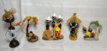 Vintage Wood African Black Caribbean Island Souvenir Island Dancer Figures