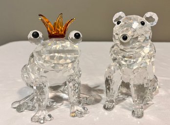 Lot 2 Shannon Crystal Figurines Frog Prince And Bear