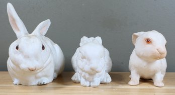 Lot- Three White Rabbits (1) D.g. Porcelain, (2) AK Kaiser, (3) Kramlik