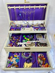 Assorted Lot Jewelry In Jewelry Box ~ Costume, Sterling Silver, Gold Filled