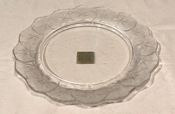 Vintage Lalique France Honfleur Geranium Leaf Edges Crystal Plate