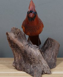 Carved And Painted Cardinal Signed By Eugene Durnby