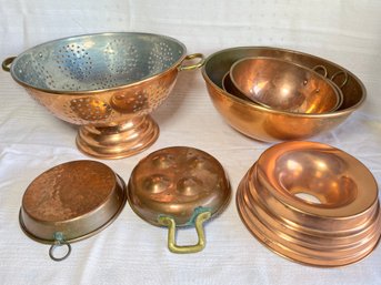 Copper Mixing Bowls, Bakeware, Molds, Strainer & More