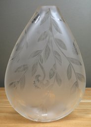 Signed Vandermark Frosted Cut Glass Cameo Teardrop Vase 7403C