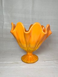 L.E. Smith Slag Glass Bittersweet Orange Pedestal Bowl Compote