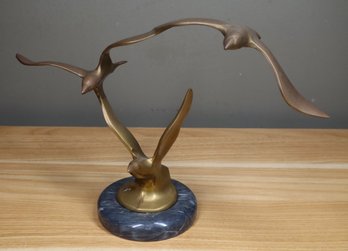 Brass Seagull In Flight Curtis Jere Style Marble Base Sculpture Mid Century MCM