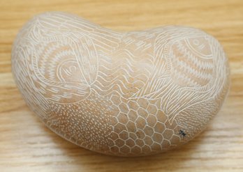 Signed Ondari Kenyan Carved Stone Trinket Box Fish Design