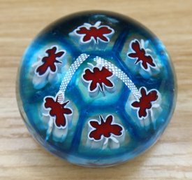 Murano Art Glass Paperweight Butterflies