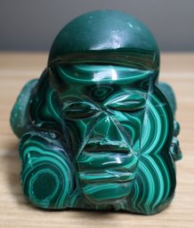 African Carved Malachite Bust Sculpture Carving