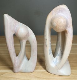 Pair Of Kenyan Hand-Carved Kisii Soapstone Sculptures