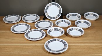 Set Of (29) Pieces Wedgwood Asia Black Bread & Butter Plates And Fruit Dessert Sauce Bowls