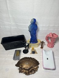 Lot Vintage Nude Woman Figurines, Inkwell, Planter, Brass, Nudies Female