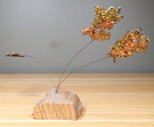 Copper And Brass Metal Splash Sculpture Spatter Abstract