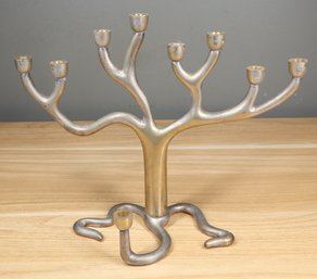 Brass Silver Plate Tree Of Life Menorah By Sandra Kravitz