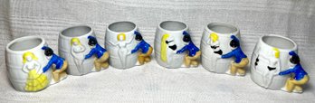 Vintage Deco Japan Set 6 Ceramic Miniature Naughty Mugs Peeping Tom Risque