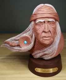 Ron Schroder Many Winters Carved Stone Sculpture Native American Bust