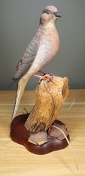 Signed Hand-carved Mourning Dove Wooden Sculpture 1982