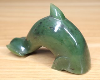 Carved Nephrite Jade Diving Dolphin Sculpture Carving Figurine