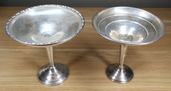 Pair Of Sterling Silver Cement Filled Compote Dishes Platters