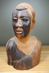 Ebony Wood Carving King  Half Body Bust Sculpture Nigeria