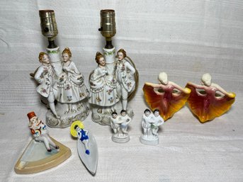 Vintage Japan Porcelain Figural Couples Lamps, Figurines, Vases, Ashtrays & More