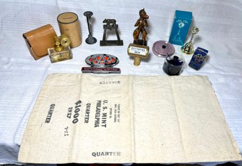 Antique Lot Small Collectibles ~ World's Fair, AAA, 1915 San Diego, Coin Bank, Atomizer