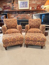 MATCHING PAIR LOUNGE CHAIRS & OTTOMANS