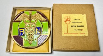 Vintage Graico 'Professional' Auto Emblem NURSE RN - In Original Box