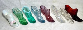 Vintage Fenton Glass Shoe Lot Victorian Raised Flower Design Assorted Colors