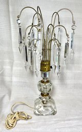 Vintage Glass Crystal MCM Hanging Crystal Prisms Lamp