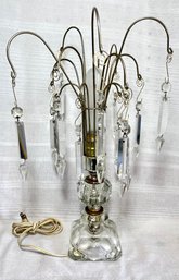 Vintage Glass Crystal MCM Hanging Crystals Prisms Lamp